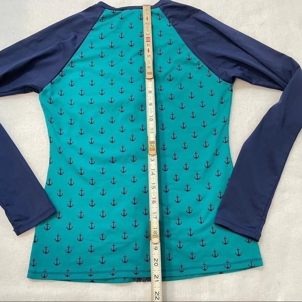 Tommy Bahama Navy & Teal full zip rash guard w/ anchors unisex see measurements